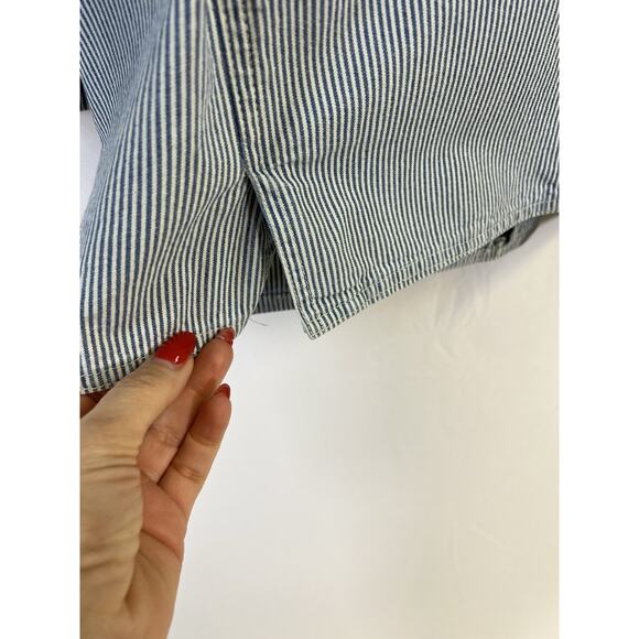 Harve Benard Vtg 90s Women's Blazer White Blue Striped Nautical Women’s L Cotton - Picture 11 of 13